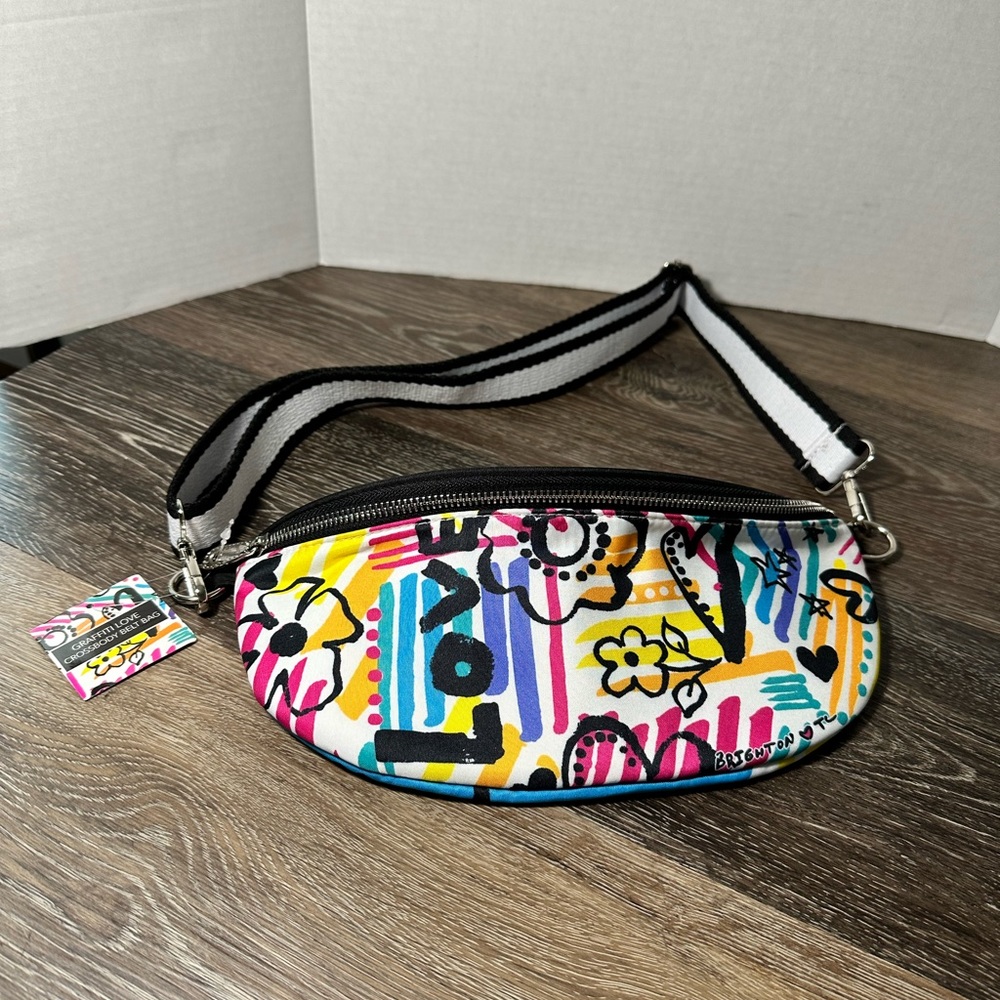 Brighton Crossbody Zippered Fanny Pack Belt Bag New With Tags Graffiti Love - Picture 1 of 9